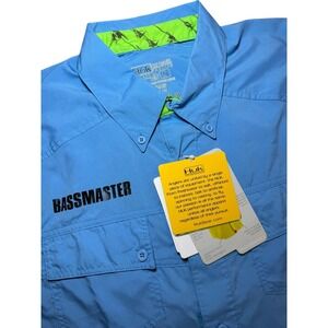 Huk Bassmaster Performance Fishing Shirt Mens S Short Sleeve Button Up Vented